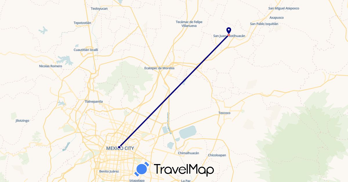 TravelMap itinerary: driving, hiking in Mexico (North America)